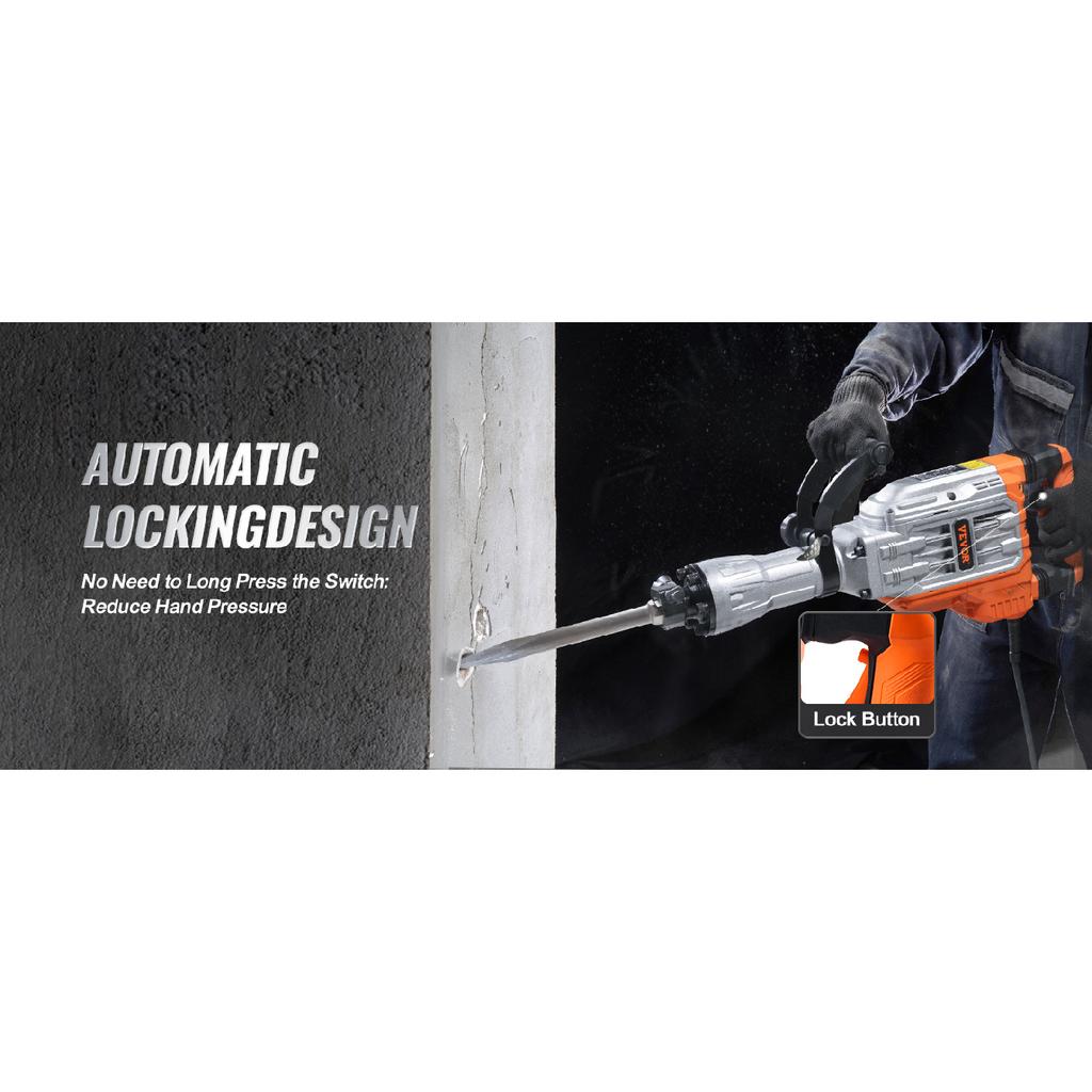 SucceBuy Demolition Jack Hammer 1500W/2200W/3500W Jack Hammer Concrete Breaker Heavy Duty Electric Jack Hammer 2/4pcs Chisel