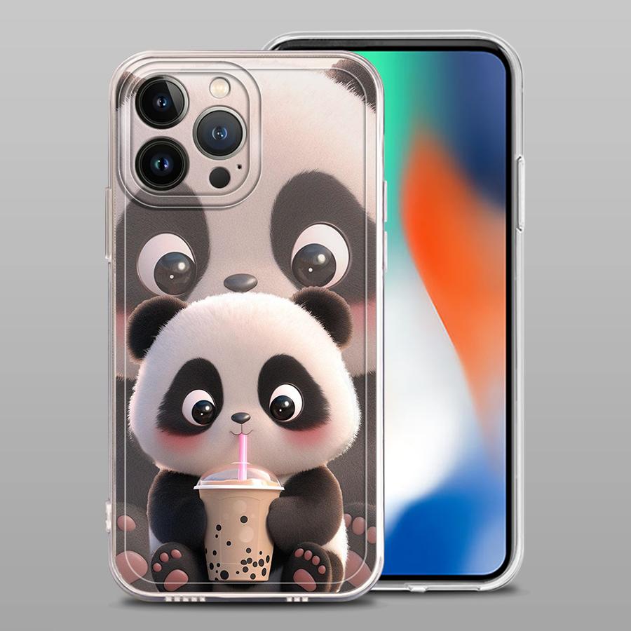 Cute Panda Case for iPhone 17 Pro Max XS Max 13 Pro 12 Mini 16 Air 15 14 Plus XR 7 8 11 Soft Phone Cover
