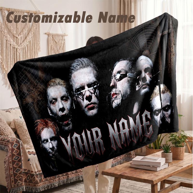 Custom Name Flannel Blanket,Rammstein Lightweight Warm Bed Blanket For Couch & Holiday Gift