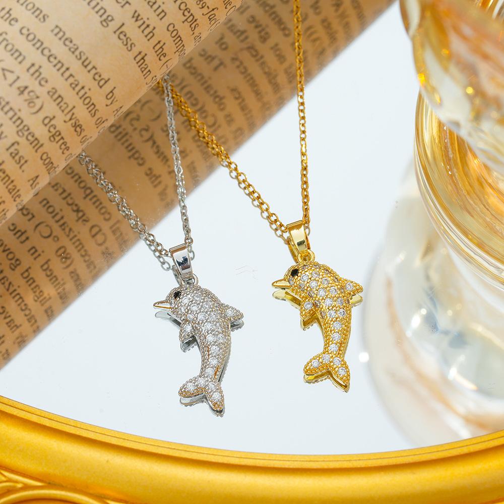 Full Diamond Dolphin New Fashion Necklace Versatile High-end Jewelry