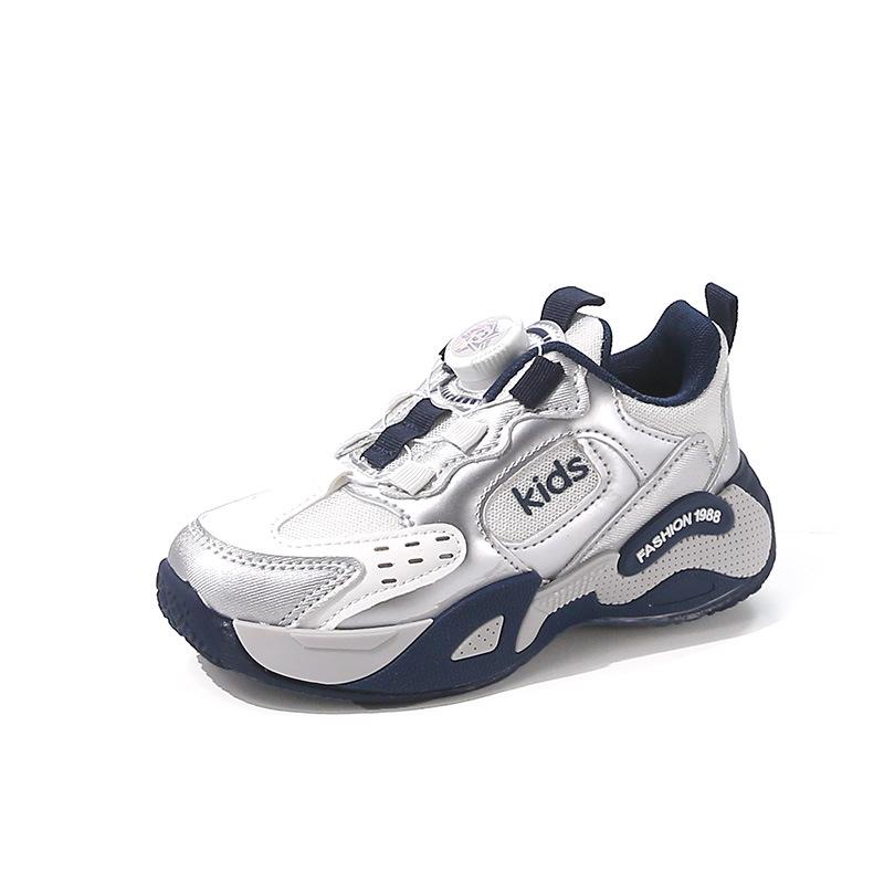 

**Autumn 2025 Kids Basketball Sneakers - Non-slip, Wear-resistant Running Shoes for Boys** Size 28 / Insole Length 17.5 cm серебряный