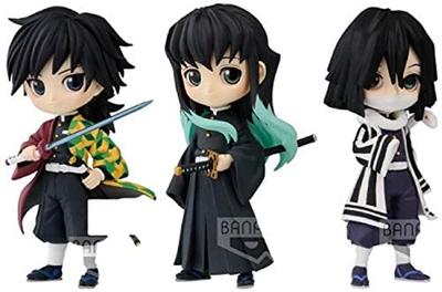 Demon Kimetsu No Yaiba Q Posket Petit Set of 3 Featuring Giyu Muichiro and Obanai Iguro Slayer Vol.3 Tomioka, Tokito, (Banpresto)