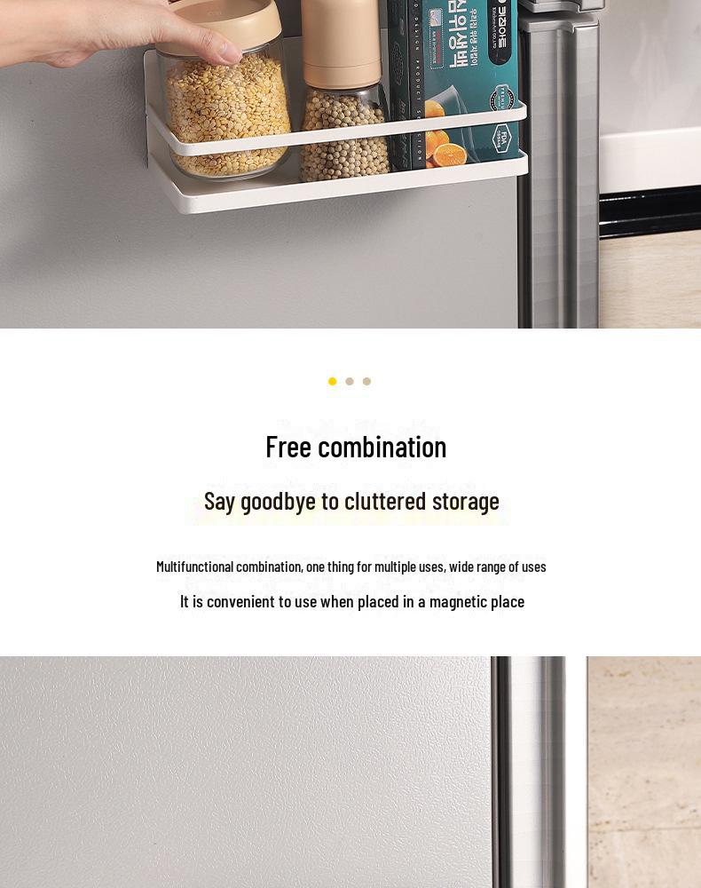 Magnetic Refrigerator Rack & Holder for Paper Towels, Seasoning Bottles, Cling Film, and Rags.