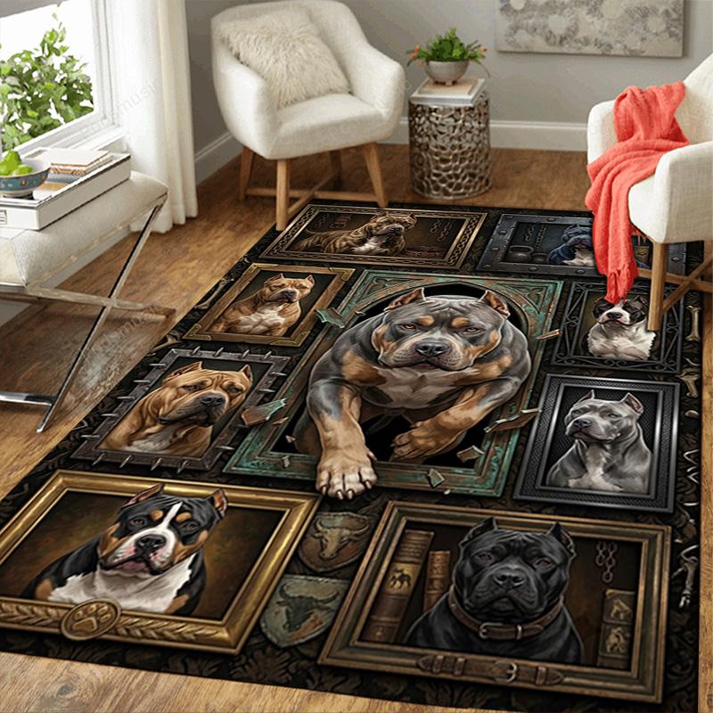 Canine Legacy Portraits Pattern Rug Floor Mat for Living Room or Bedroom Soft and Comfortable Carpet a Gift for Birthday and Holiday.