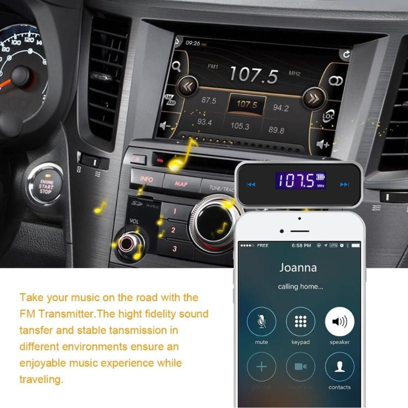 Auto MP3 MusikAudio FM Transmitter 3,5mm Aux Anschluss Im Auto Radio Transmitter Freisprech Audioadapter Autozubehör Tragbar