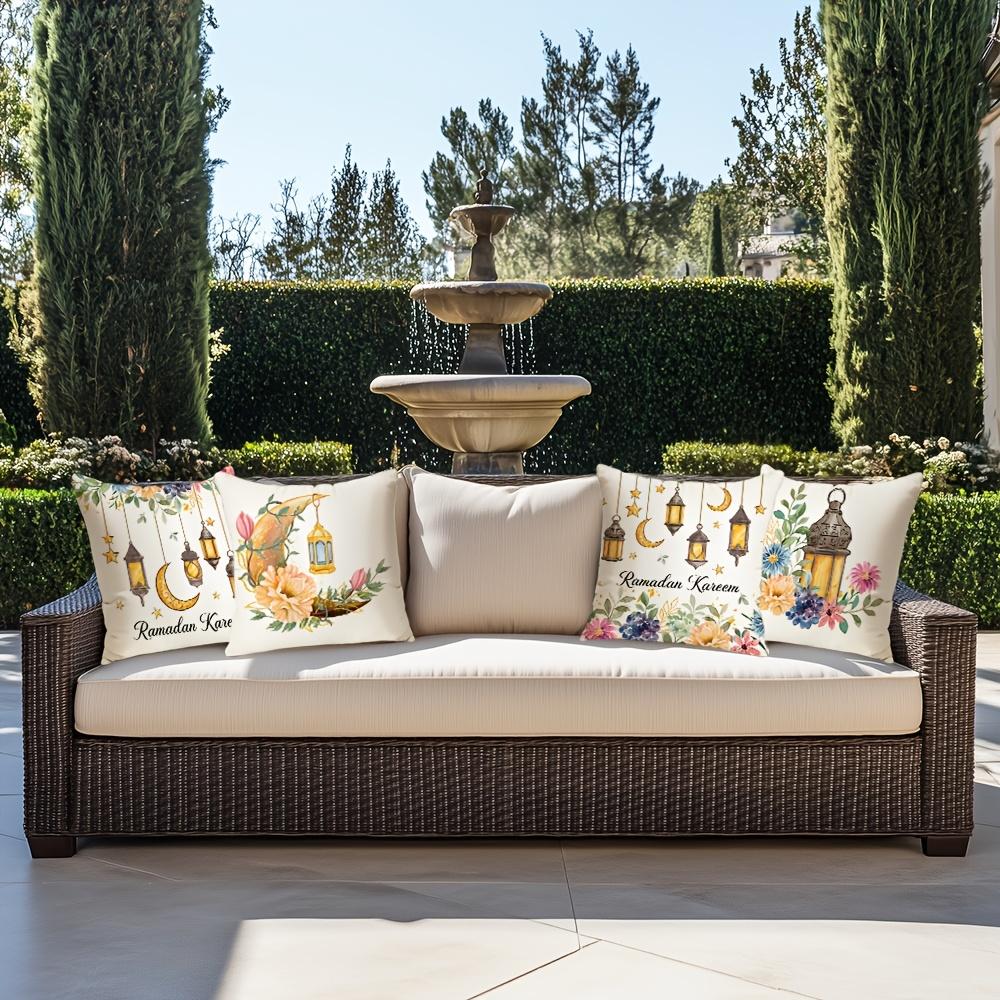 Home Decor Ramadan Kareem Lantern & Flower Pillow Covers Pattern Cushion Cover Suitable for Sofa Bedroom Car Pillow Cover