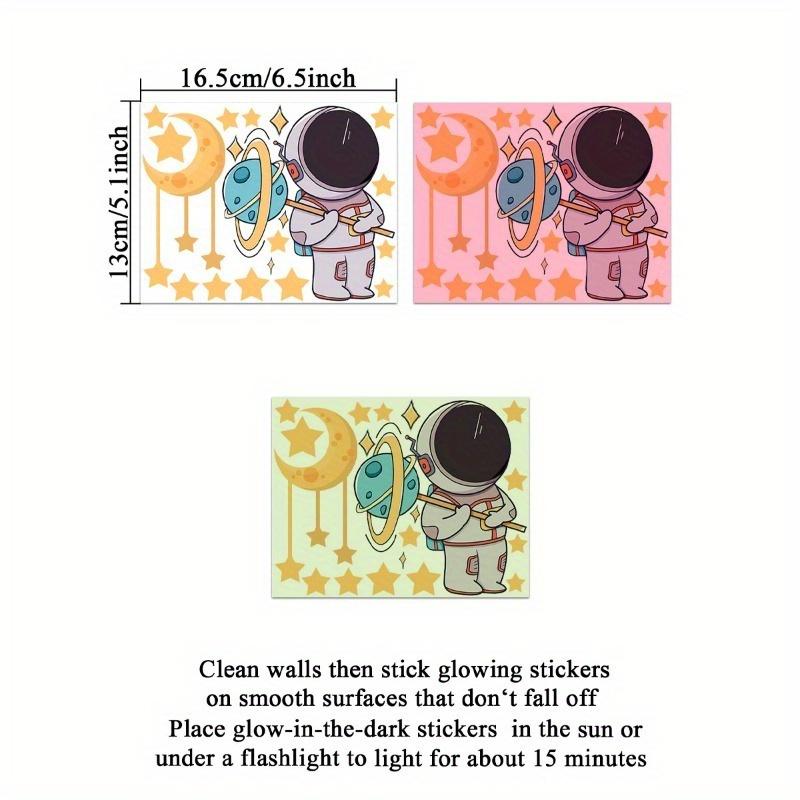 3PCS Luminous Astronaut Stars Moon Switch Stickers Decorative Wall Stickers Living Room Bedroom Self-stick Stickers