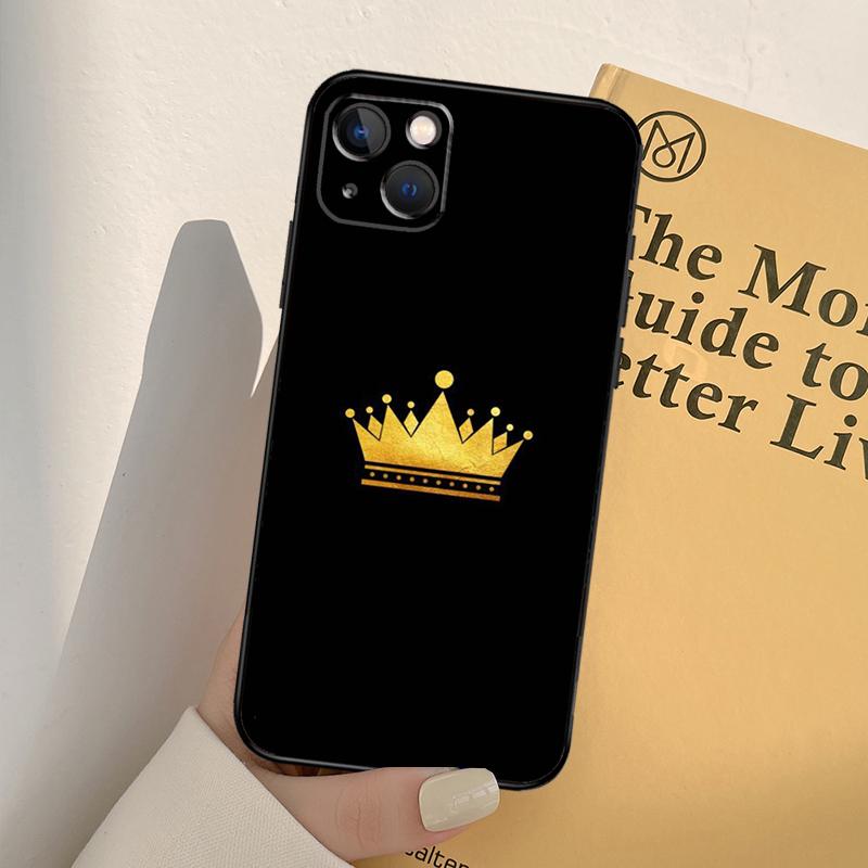 Queen King Crown Phone Case For iPhone 17 16 15 13 11 12 14 Pro Max mini XR 16e 15 16 Plus 17 Air Full Cover