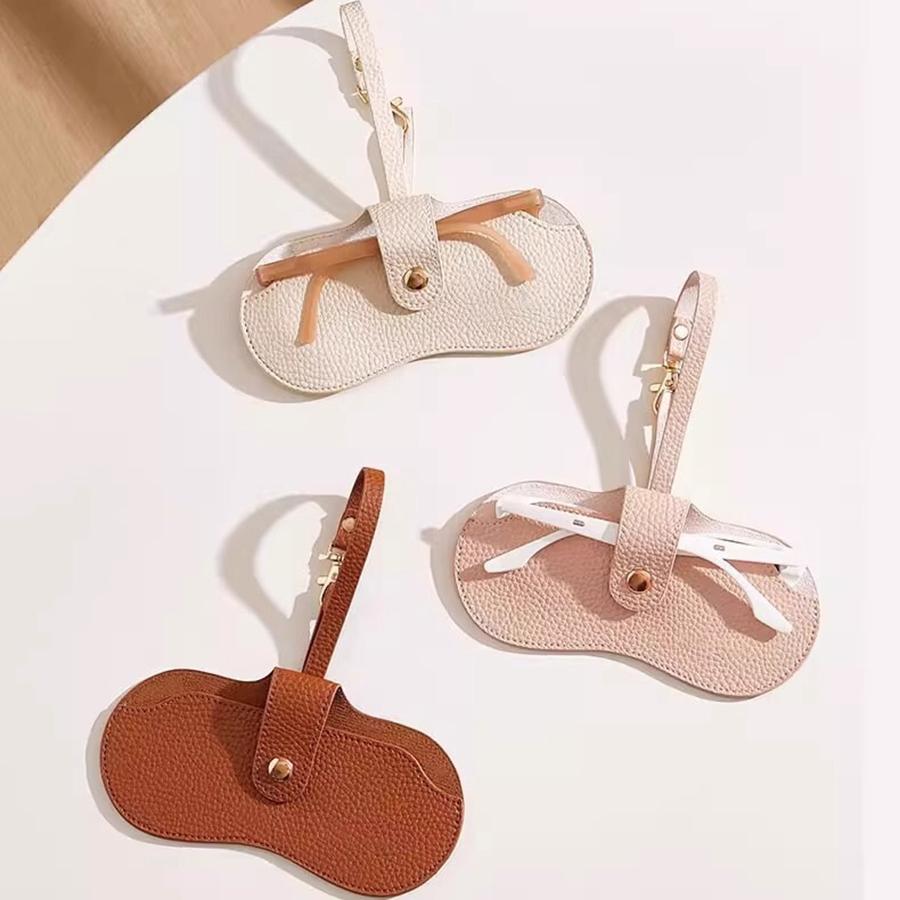 Portable PU Leather Glasses Bag Women Men Fashion Travel Sunglasses Protective Cover Pendant Organizer Bag Eyewear Accessories