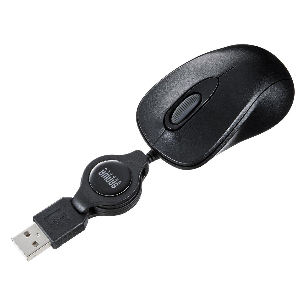

Sanwa Supply Cable Retractable Optical 3 Mouse, Ultra-Compact, Buttons, Black, MA-MA6BK чорний