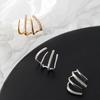 Yousheng 1 Pair Huggie Earrings Rhinestone Contrast Color Claw Shape Hollow Anti-allergy Electroplated Lightweight Stainless Ear Decoration Jewelry