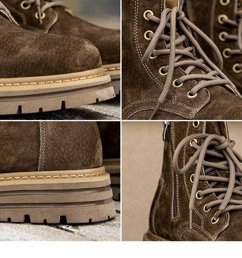 Men's Retro Korean Style Mid-Cut Zipper Leather Boots - British Trendy Design (29156)