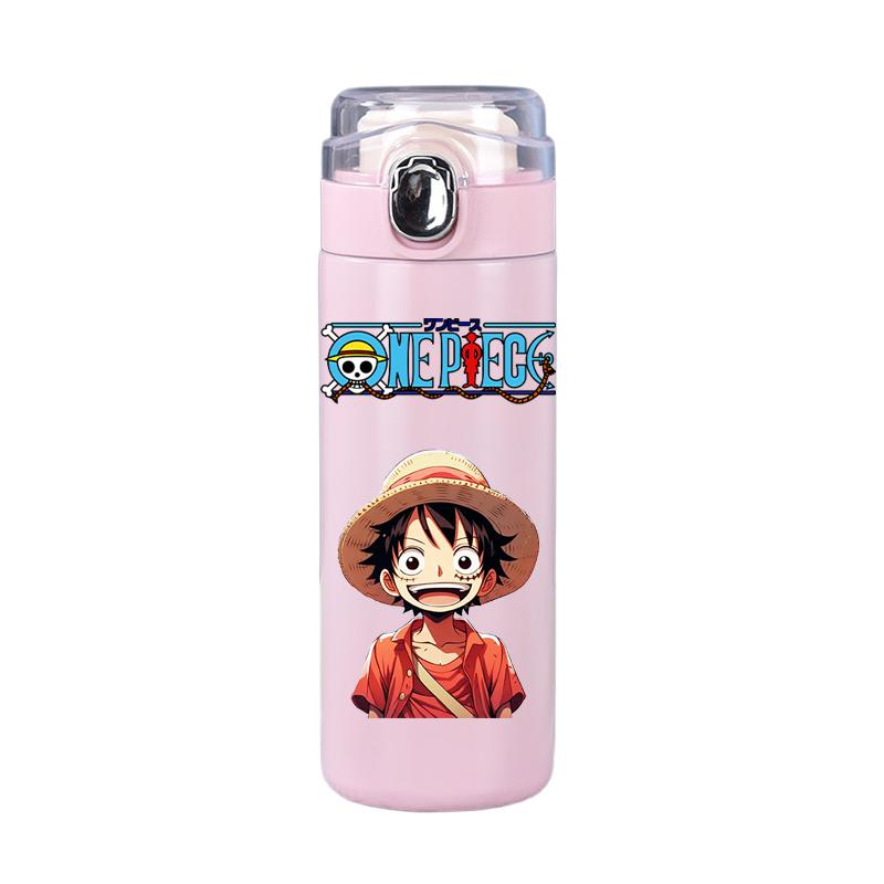 400Ml Anime One Piece Baskılı Termos Şişe Paslanmaz Çelik Kupa Sızdırmaz Vakumlu Matara Termal Kahve Çay Süt Su Şişesi
