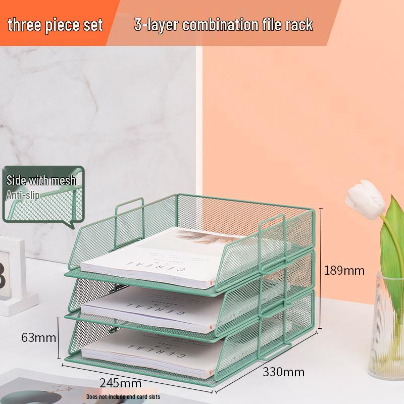 Multilayer A4 Metal Desktop File Organizer and Storage Rack Set for Office Supplies