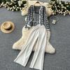 Autumn Winter Vintage Designer Print Knitted Sweater Pant 3 Piece Set Women Tracksuit Long Sleeve Cardigans Vest Ankle Length Trousers Outfits
