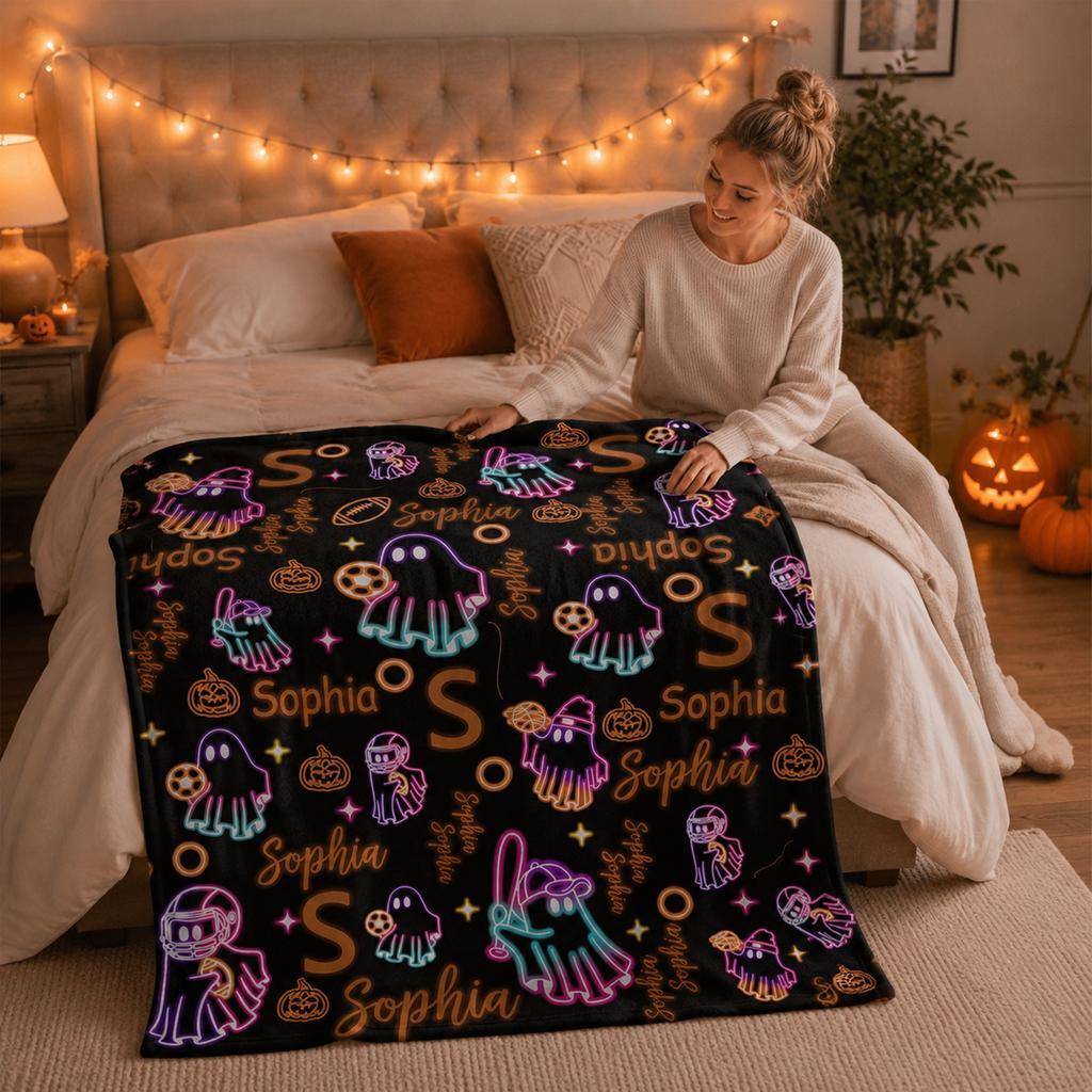 Halloween Blanket for Couch and Bed, Cozy Throw for Fall Home Decor