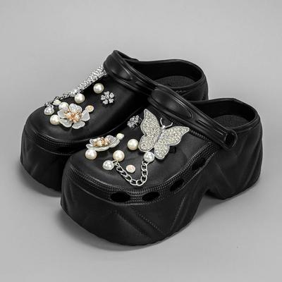 Damen Keilabsatz Sandalen Sommer Hausschuhe Geschlossene Zehen Kurze Plateauschuhe Dicke Sohle Rutschfest Damen Hausschuhe 9CM