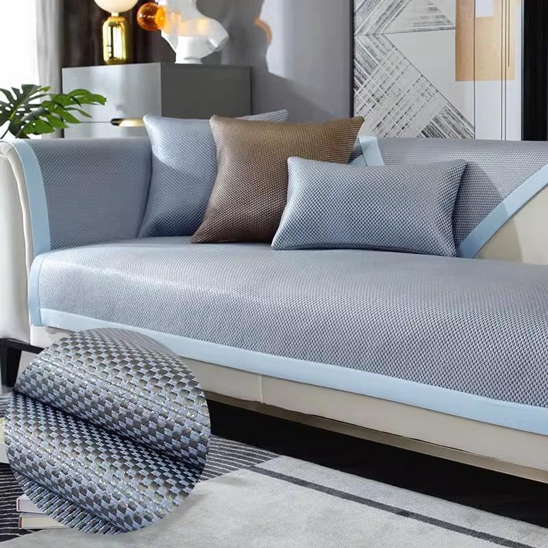 Cooling Rattan Straw Mat Sofa Cushion Summer Summer Seat Cushion for Summer Washed Ice Silk Non-Slip Sofa Cover Seat Cushion Ice Pad