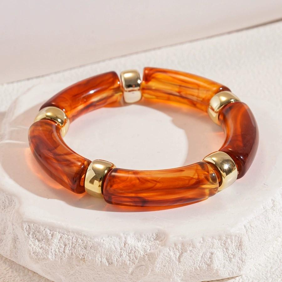 Vintage Acrylic Leopard Print Geometric round Bracelet Multi-Color Unique Personality European Inspired Hand Accessory