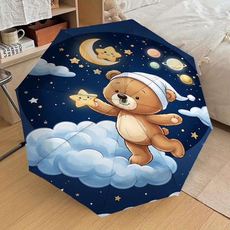 1PC Bear Cloud Umbrella-8-Rib Reinforced, Automatic Open, Lightweight & Durable, Fashion Accessory for Outdoor, J0395