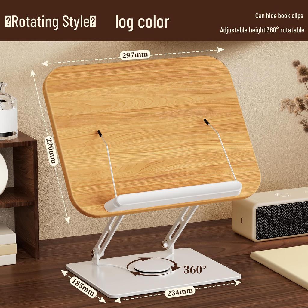 Walnut Rotatable Desktop Book Stand for Adults - Multifunctional and Adjustable