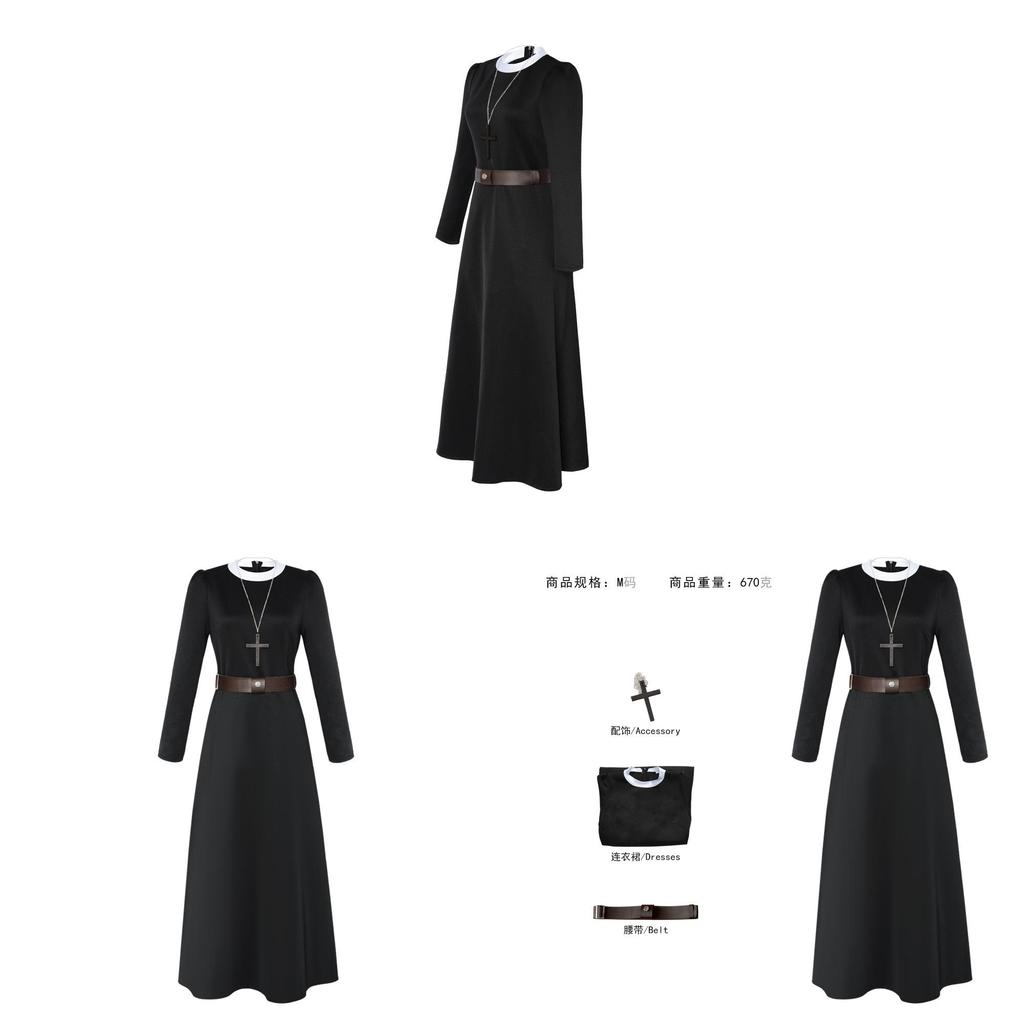 The Nun 2 Cosplay Costume For Halloween With Polyester Dress For Stage Performance