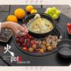 Portable Folding BBQ Grill with Solid Wood Table for Outdoor Picnic and Meat Barbecue