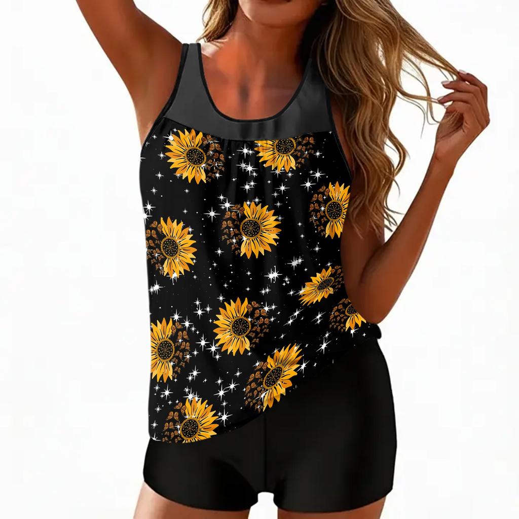 Women's Bohemian Print Split Swimsuit Sport Swimsuit