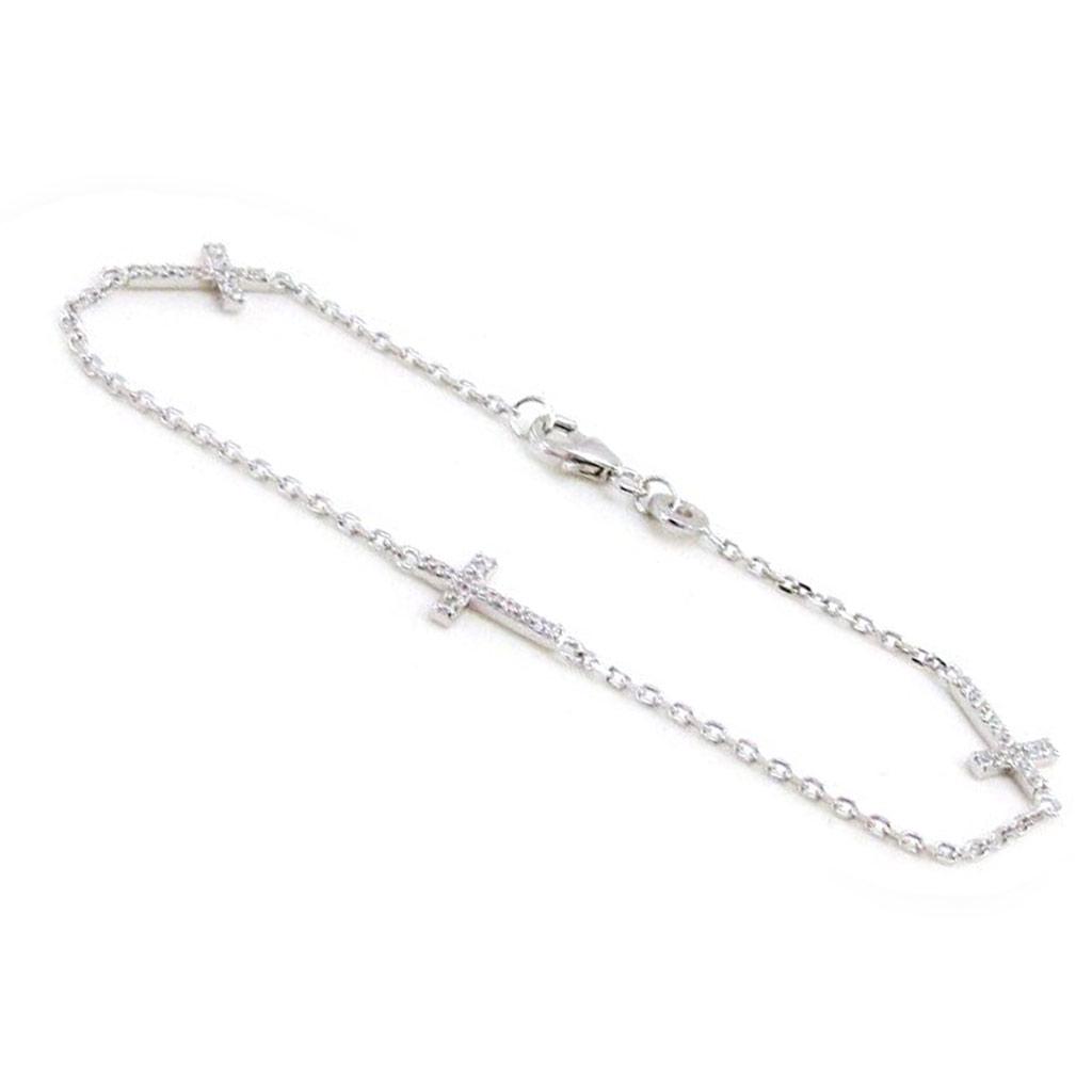 Les Trésors De Lily [I9800] - Silver Bracelet 'Cross' Silver White (rhodium-plated) - 12x8 Mm
