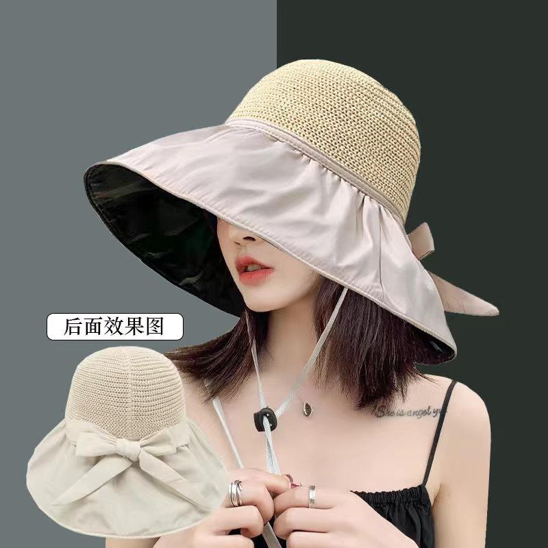 Sunshade Breathable Hat Women's Spring and Summer Outdoor Popular Sunscreen Versatile Sunshade Hat Basin Bow Fisherman's Hat