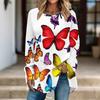 Women Long Sleeve Tunic Top Print Crew Neck Loose Fit Blouse With Pockets Casual Daily Wear Ladies Tops