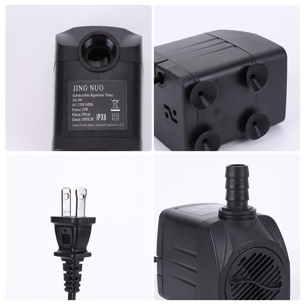 Pompa Fontannowa 1800L/H z 3 Dyszami 25W Mała Pompa Wodna Cicha Zewnętrzna Pompa Wodna do Akwarium Hydroponiki Stawu