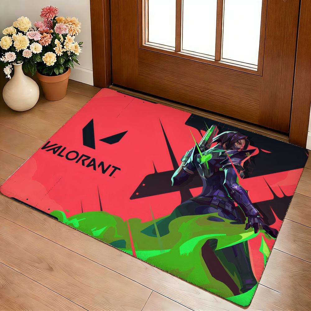 Game V-ValorantS Cool Floor Mat Cozy Flannel Soft Thick Non-Slip Mat For Living Room Bedroom Kitchen Decor Rugs