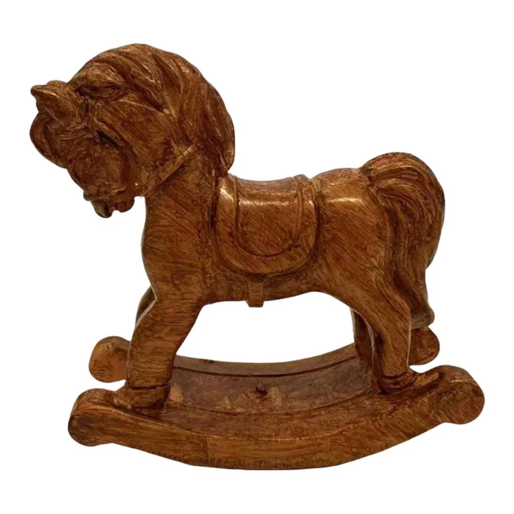 Small Christmas Rocking Horse Decor Home Ornament Desk Figure Resin Animal Statue for New Year Birthday Hotel Cabinet Wedding