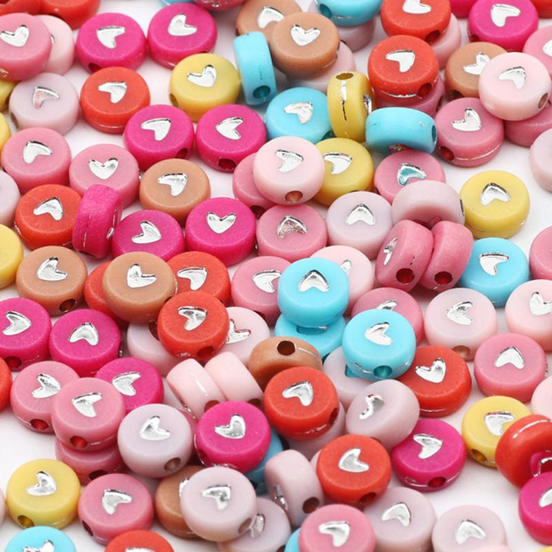 100Pcs Acrylic Flat Letter Beads Alphabet Round Smile Spacer Loose Bead For Diy Jewelry Bracelet Charm Supplies
