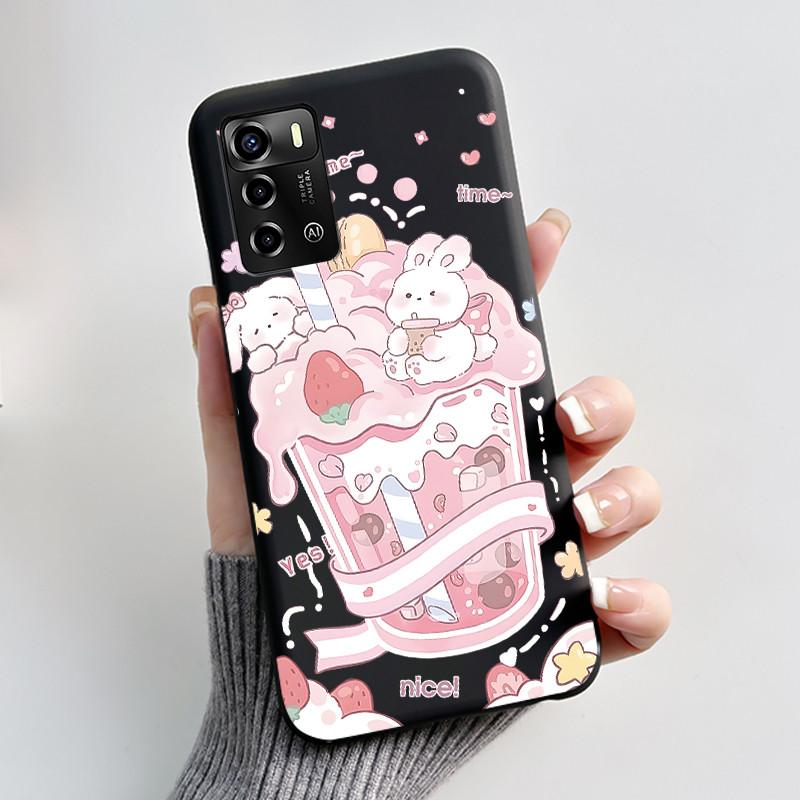 For ZTE Blade V40 Vita / V41 Smart Phone Case Luxury Cute Love Rabbit Funny Black Cover Shell Soft Silicone Protective Casing