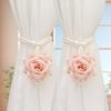 2Pcs Romantic Rose Curtain Strap Gauze Curtain Strap Simulation Rose Valentine's Day Decorative Curtain Strap