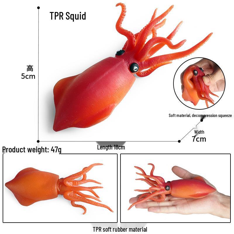 Soft Rubber Marine Animal Stress Relief Toys: Pufferfish, Octopus, Crab, Dunkleosteus Squeeze Models