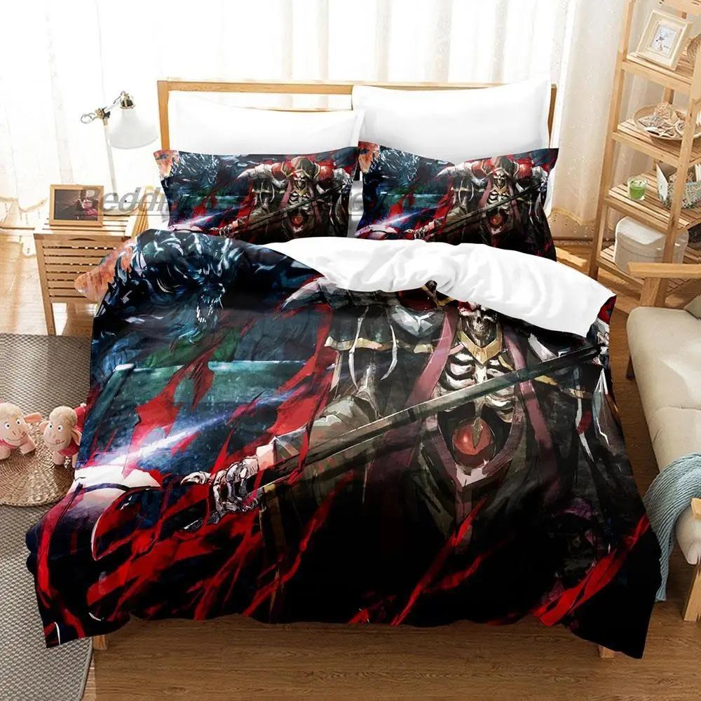 Overlord Bedding Collection Single Twin Full Queen King Size Bed Collection Aldult Kid Bedroom Duvetcover Collections 3D Print Skeleton Anime New