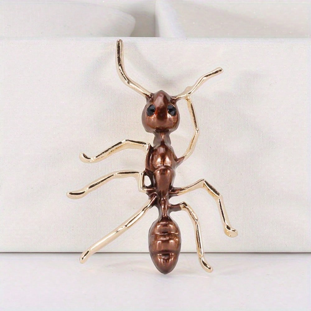 Cute Ant Brooch, Bronze Gold-Tone Realistic Insect Pin, Fashion Accessory for Daily Party Vintage Wear, Perfect Jewelry Gift