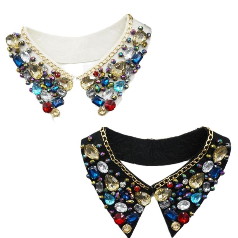 Metal Studded False Collar for Women Girl Detachable Collar Lapel Blouse Top Clothing Accessory Casual Decorative Collar