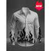 Plus size men's casual long sleeve printed shirt black flames, graffiti style