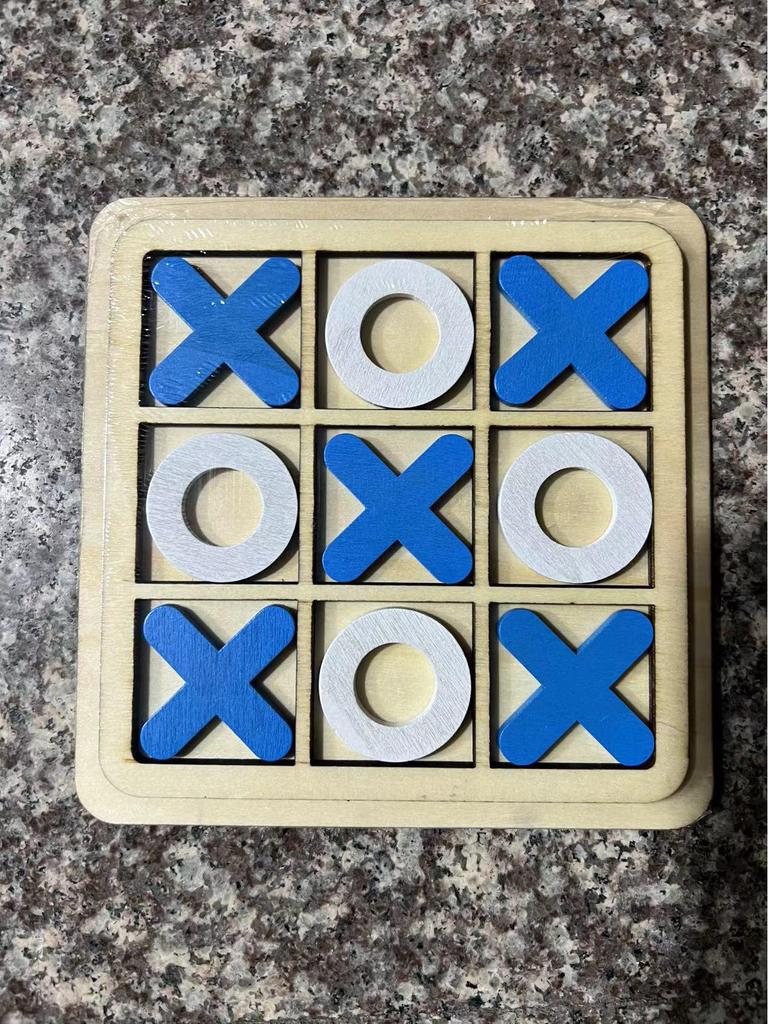 Wooden XO Tic-Tac-Toe: Kids' Educational Logic Training Game for Two Players