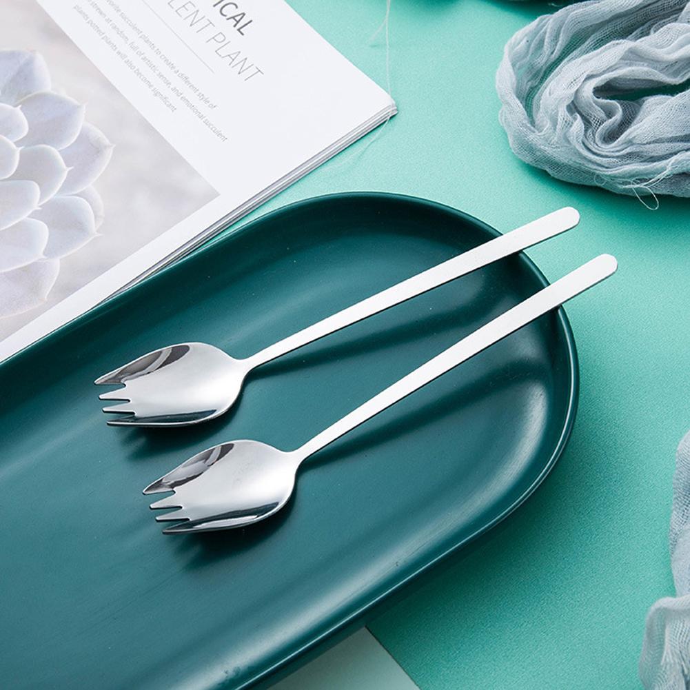5 sztuk Spork Stal Nierdzewna Sztuć Set Długi Uchwyt Przenośny Widelec do Makaronu na Deser Lody Sałatkę