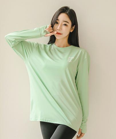 Tyubeuteuli Women'S Fingerhole Loose Fit Long Sleeve Rash Guard B704 Glory Green