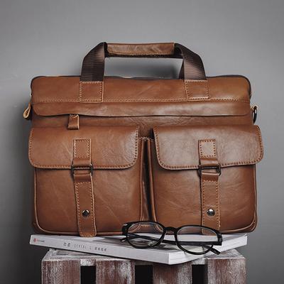 Genuine Leather Briefcase Retro Messenger Bag Leather Shoulder Bag Large-capacity Business Travel Briefcase Men's Computer Bag Handbag