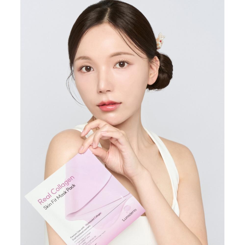 Lumiderm [9Pack] Real Collagen Skin Fit + Exosome Pdrn Brightening Duo Mask Pack Set  5ml Free Niacinamide Cream 