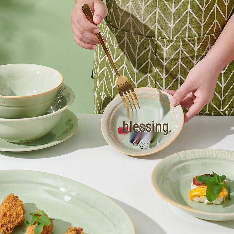 Nordic Kiln Glazed Green Ceramic Dinnerware Set