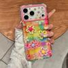 Colorful Plaid 3D Floral Hard Phone Case IPhone 15 16 17 Pro Max Womens Minimalist PC Cover