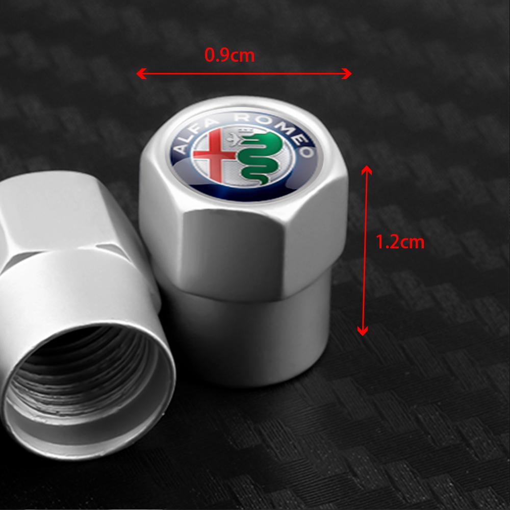 ZHA3 Aluminum Car Wheel Tire Valve Cap Auto Tire Protection Caps For Alfa Romeo Giulia Stelvio Giulietta 4C 156 Mito Tonale GT 166